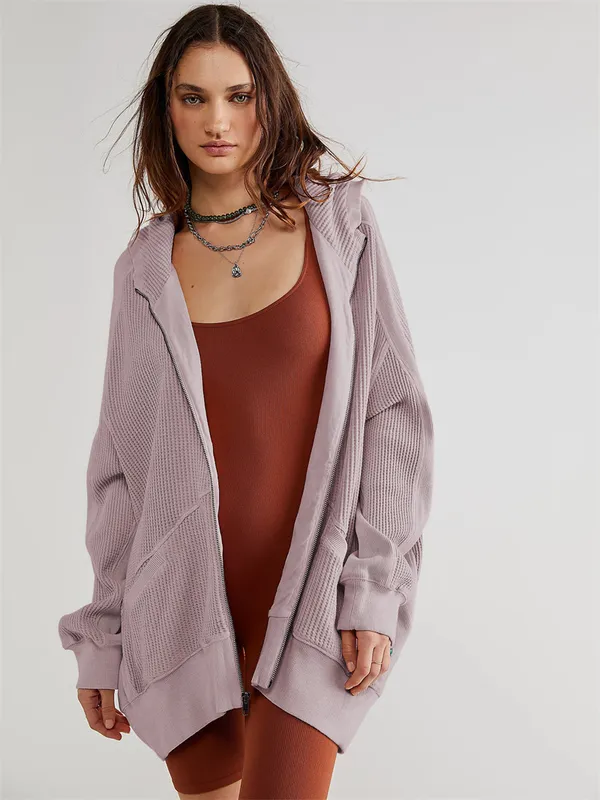 CHAQUETA CON CAPUCHA PARA MUJER A256 ATUENDO DE MANGAS LARGAS BOLSILLOS DE COLOR SóLIDO CHAQUETAS DE GIMNASIO SUELTO ATUENDO DE