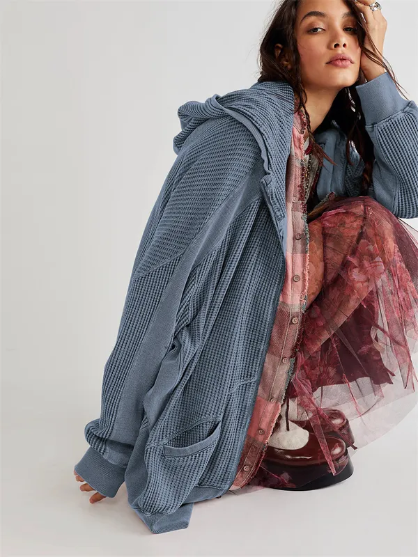 CHAQUETA CON CAPUCHA PARA MUJER A256 ATUENDO DE MANGAS LARGAS BOLSILLOS DE COLOR SóLIDO CHAQUETAS DE GIMNASIO SUELTO ATUENDO DE