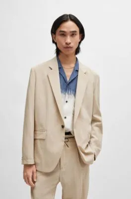 Chaqueta de corte moderno en tejido con aspecto de lino