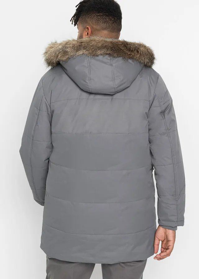 Chaqueta guateada larga de invierno con poliéster reciclado Negro