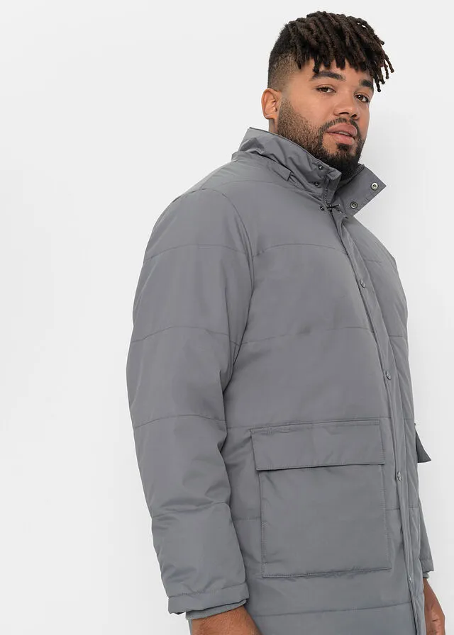 Chaqueta guateada larga de invierno con poliéster reciclado Negro