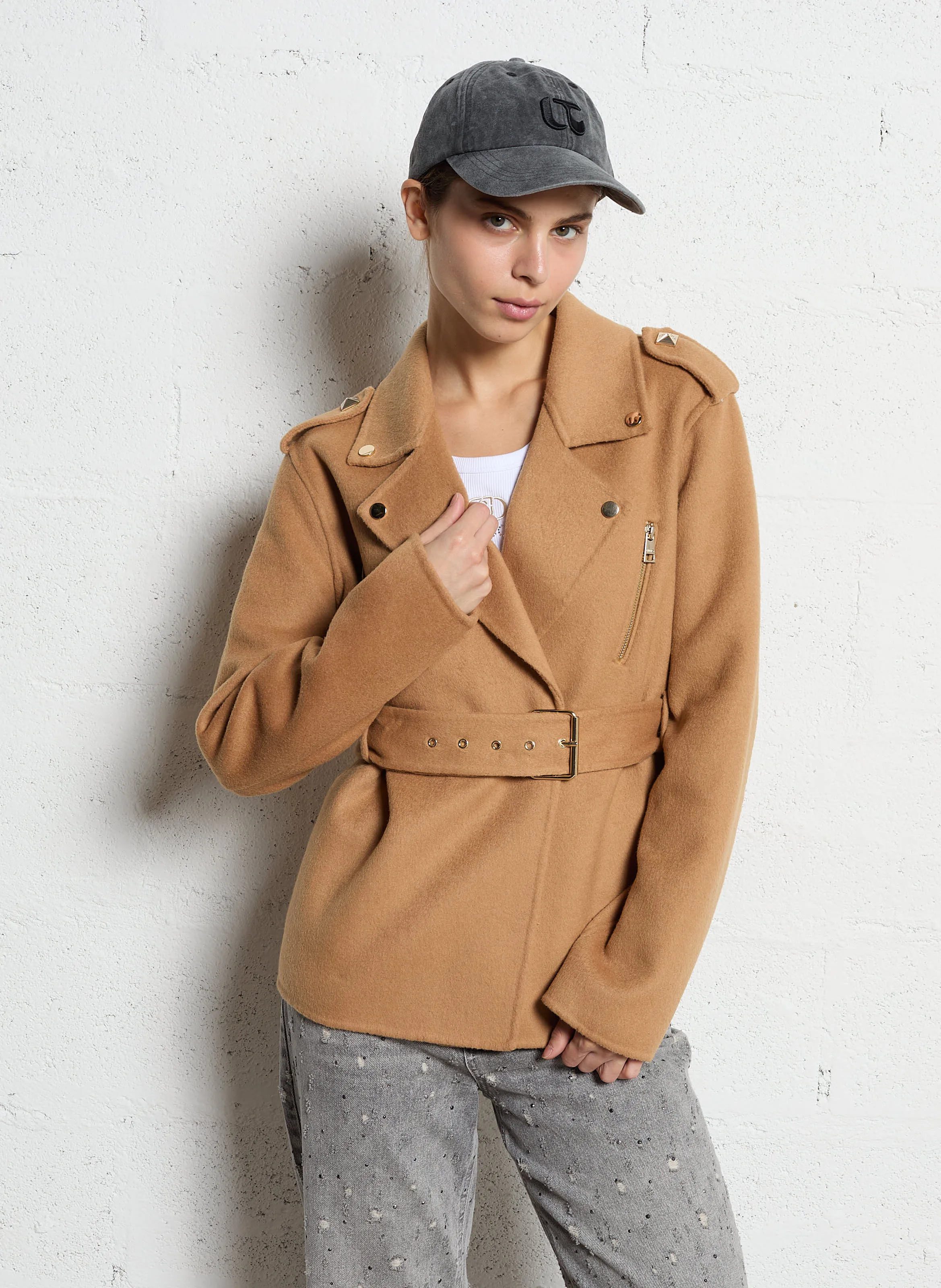 Chaqueta motera en caqui