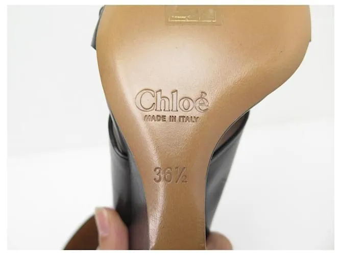 Chloé NUEVOS ZAPATOS MULES CON CUÑA CHLOE 36.5 Zapatos de cuero negro 