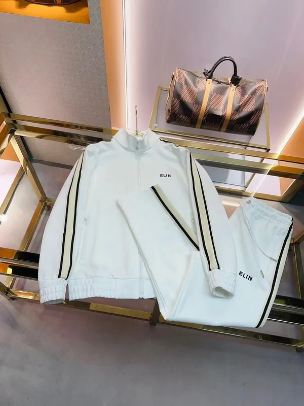 Chándales de marca de alta calidad para hombre, diseño de costura a rayas a la moda, ropa deportiva con cremallera, chándal de d