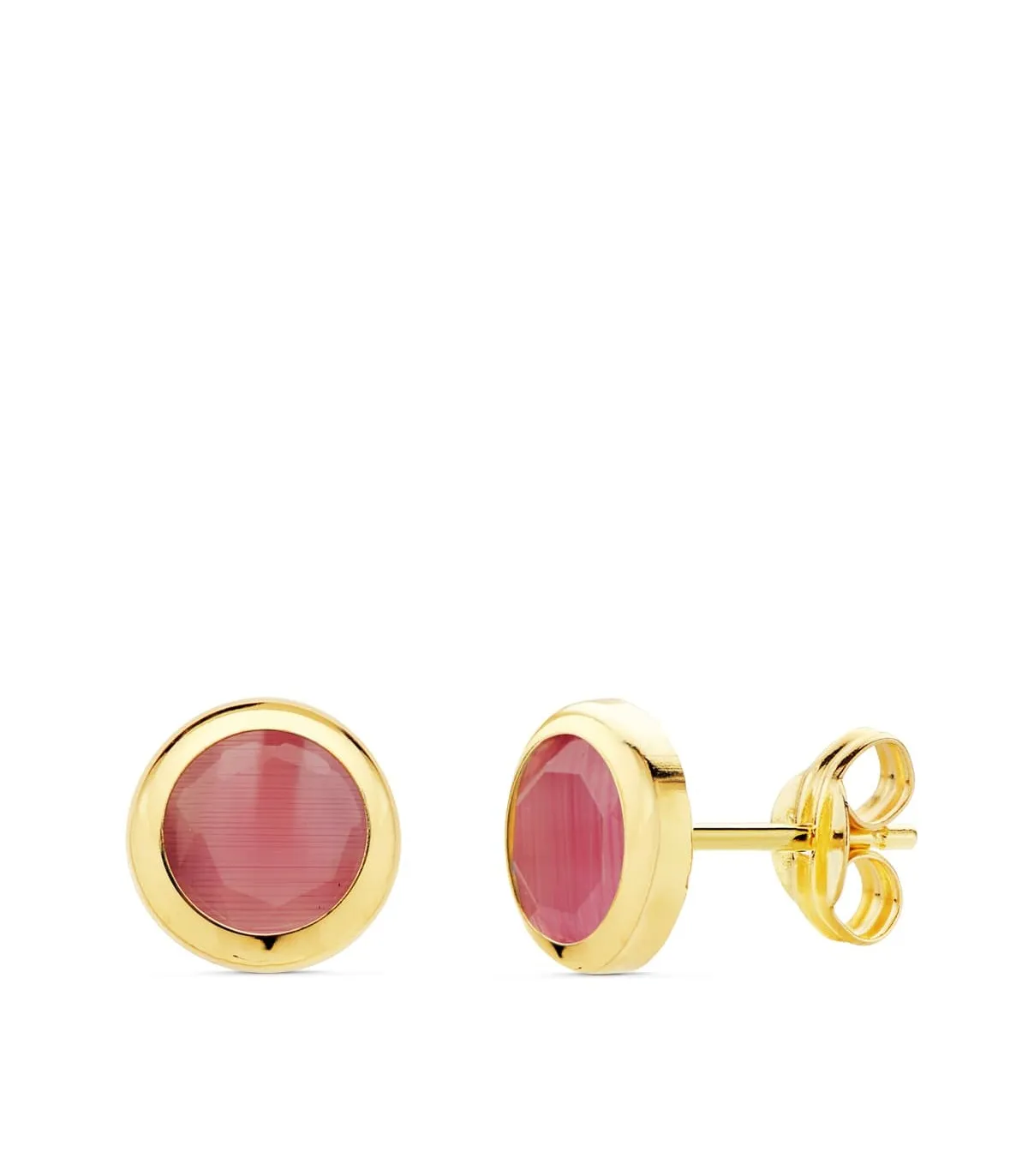 Clous d'oreilles Stick Or 18K Pierre Rose 6,5 mm