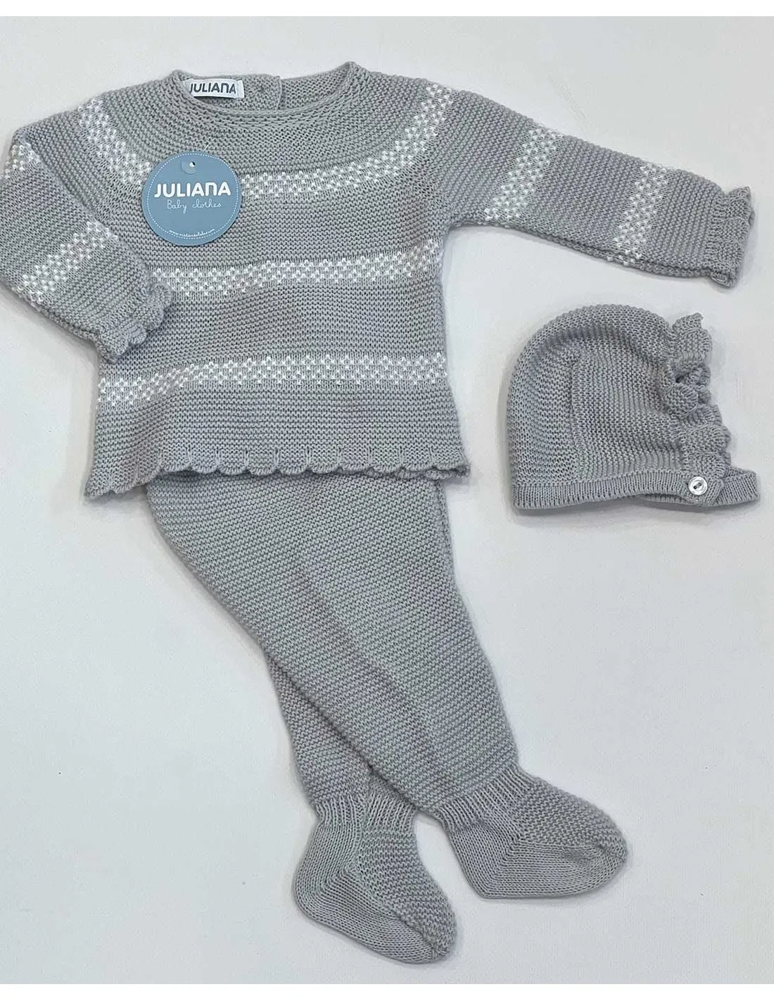Conjunto Polaina 3 Piezas Lin Rayado Rombos Juliana Perla