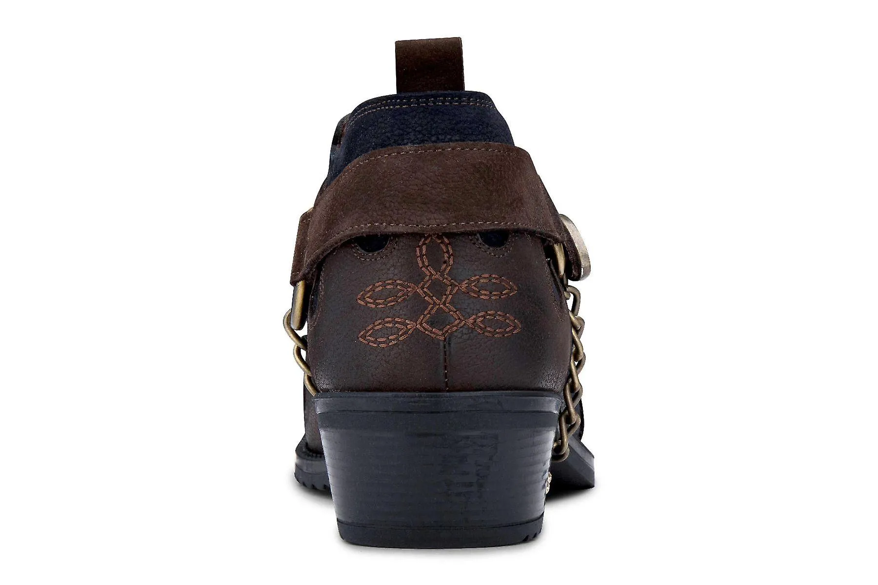Cuero Azul Marino Hombre Cadena de Metal Cubano Zapatos Vaqueros