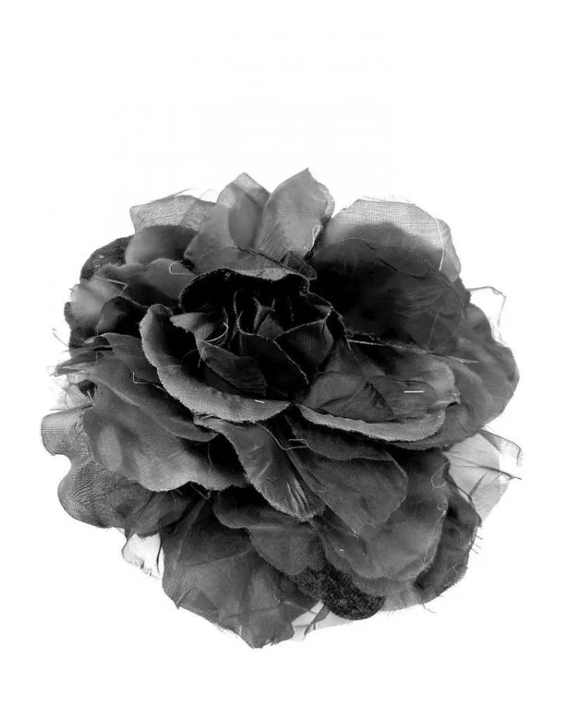 FLORES MUJER NEGRAS GRANDES CON BROCHE PELO O ROPA