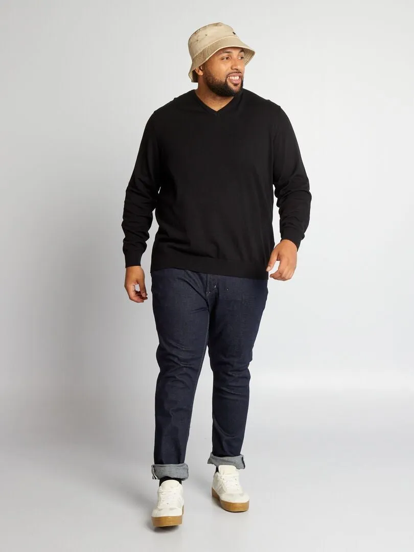JERSEY CON CUELLO DE PICO DE PUNTO FINO  NEGRO