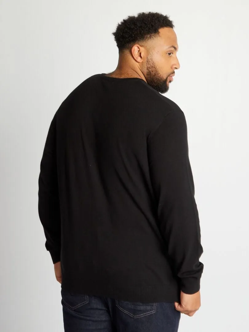 JERSEY CON CUELLO DE PICO DE PUNTO FINO  NEGRO