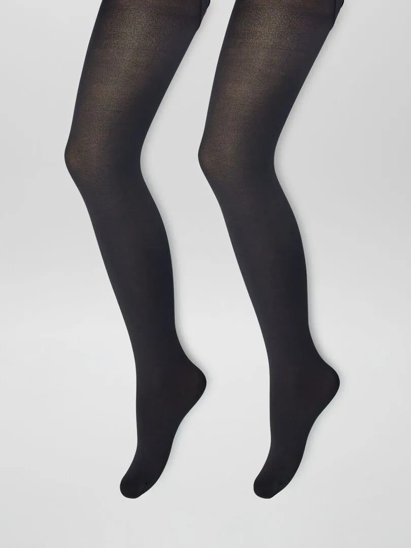 JUEGO DE 2 PARES DE MEDIAS OPACAS  NEGRO