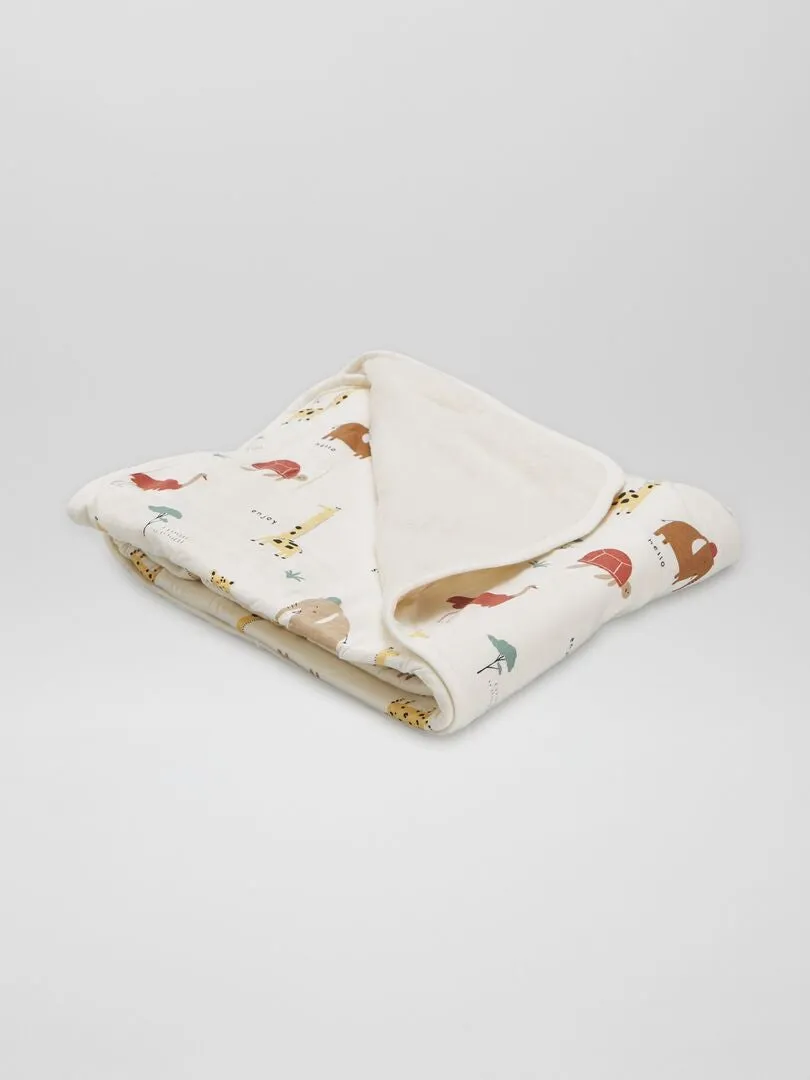 MANTA DE PUNTO Y TEJIDO POLAR  BEIGE