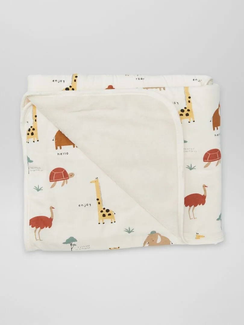 MANTA DE PUNTO Y TEJIDO POLAR  BEIGE