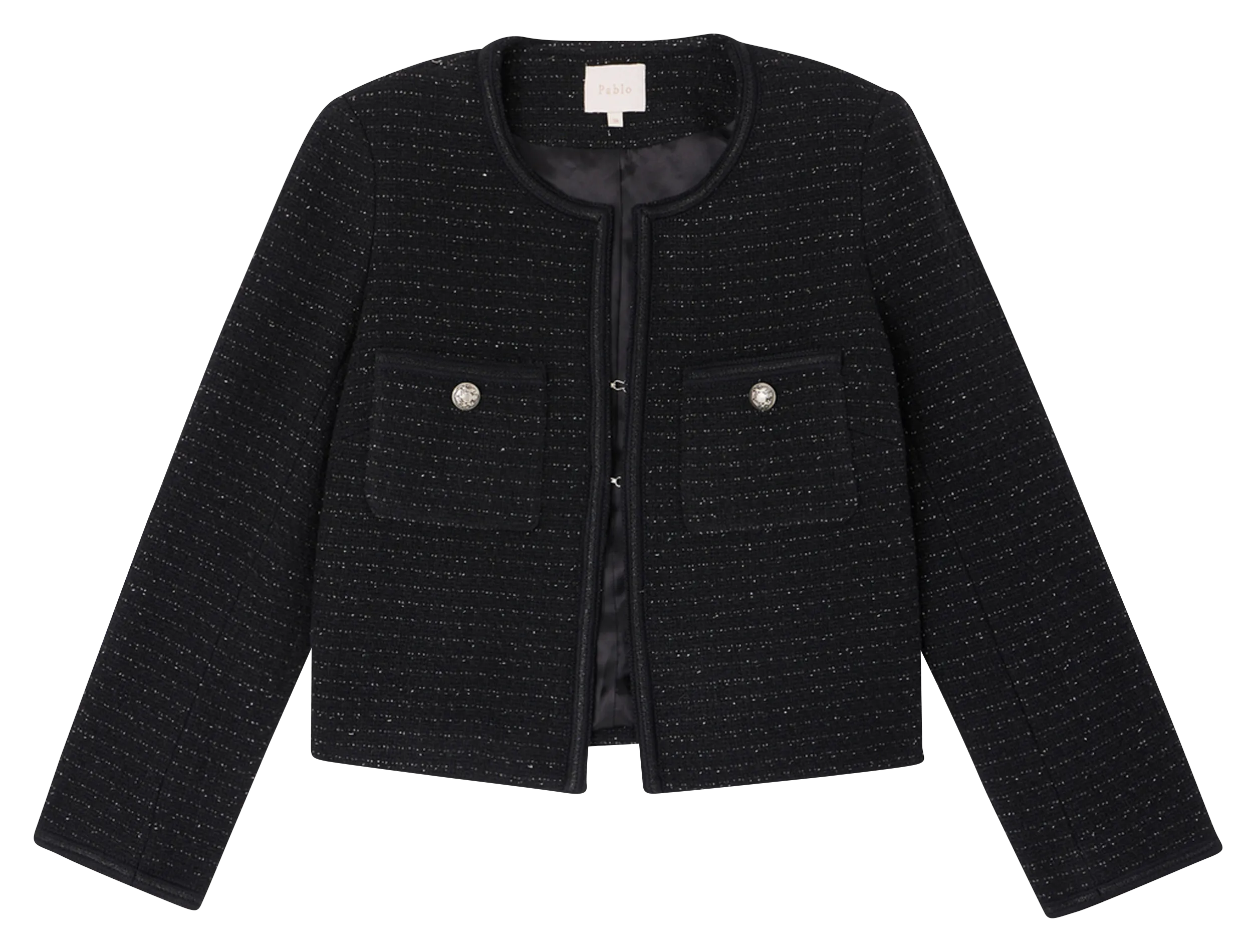 MINA  CHAQUETA CORTA CON CUELLO REDONDO EN NEGRO