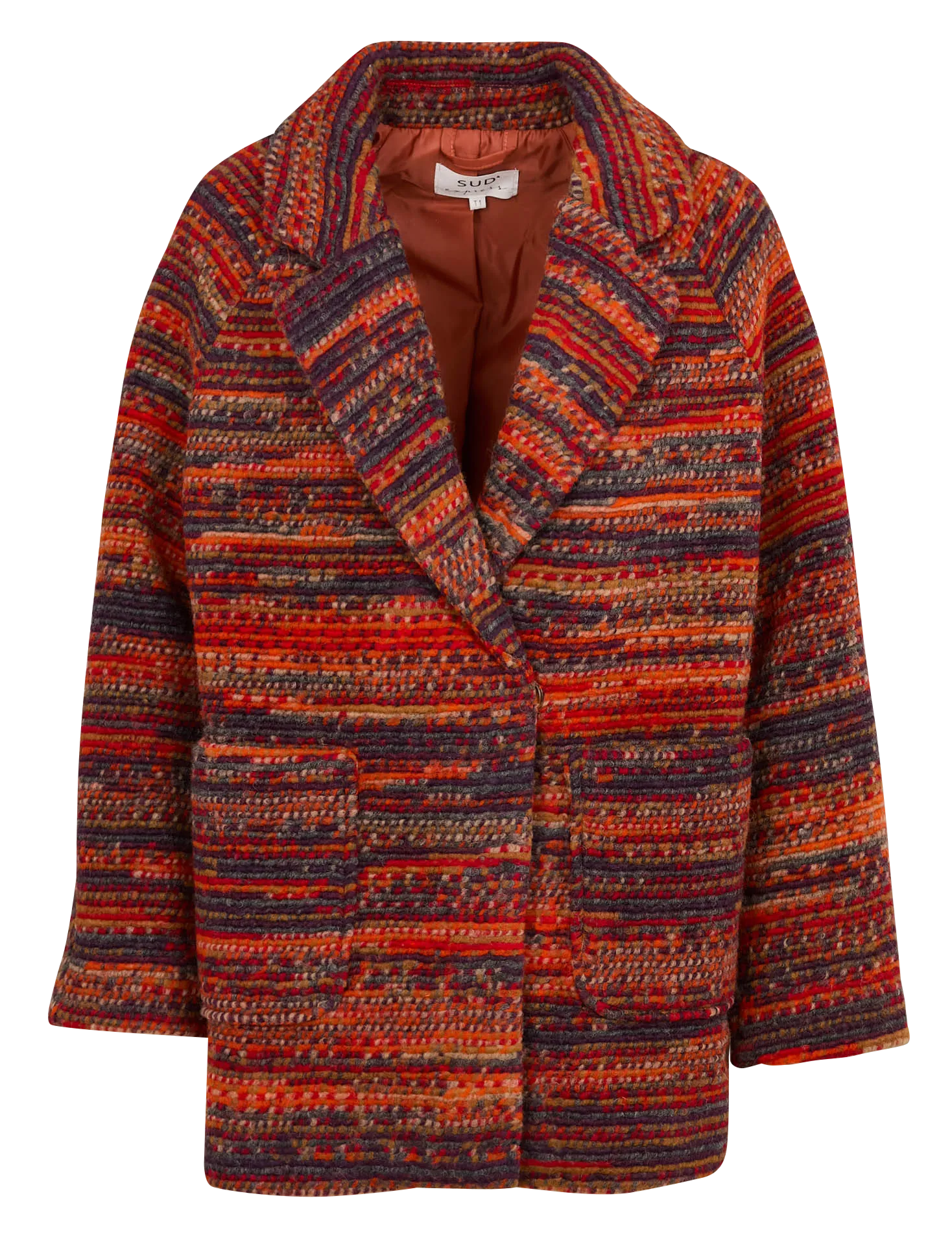 MISTY  CHAQUETA RECTA DE MEZCLA DE LANA CON CUELLO SASTRE EN ROJO