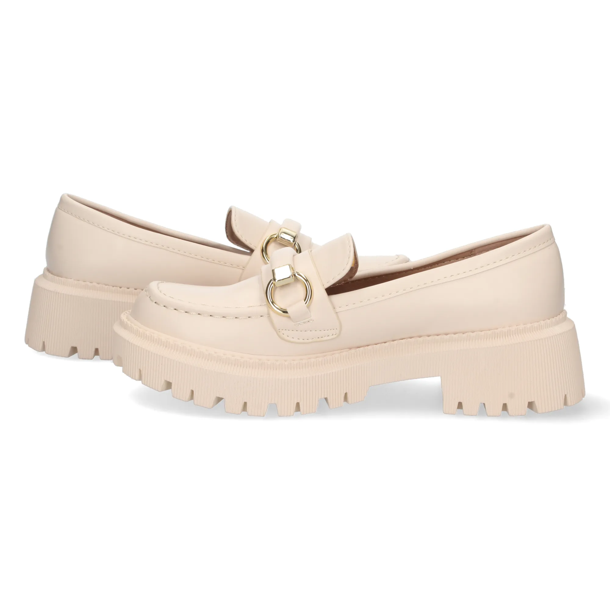 MOCASINES CóMODOS SUELA TRACK CON CADENA MUJER BEIGE YZ2312