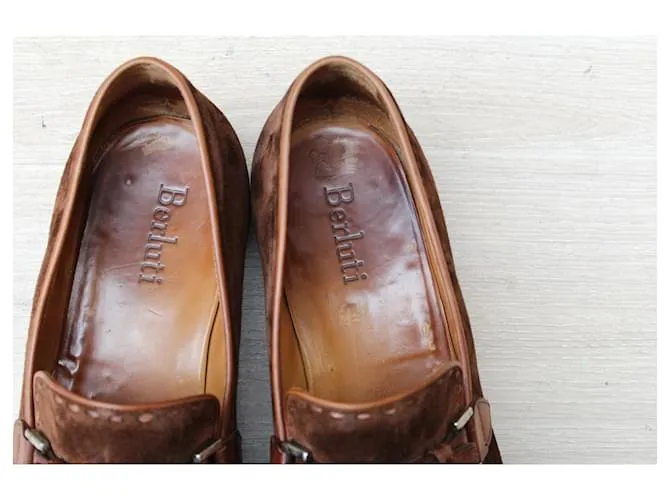 MOCASÍN BERLUTI MOCASÍN ANTE MARRÓN 9,5 / 43,5 SUPER estado ZAPATOS DE HOMBRE Castaño 