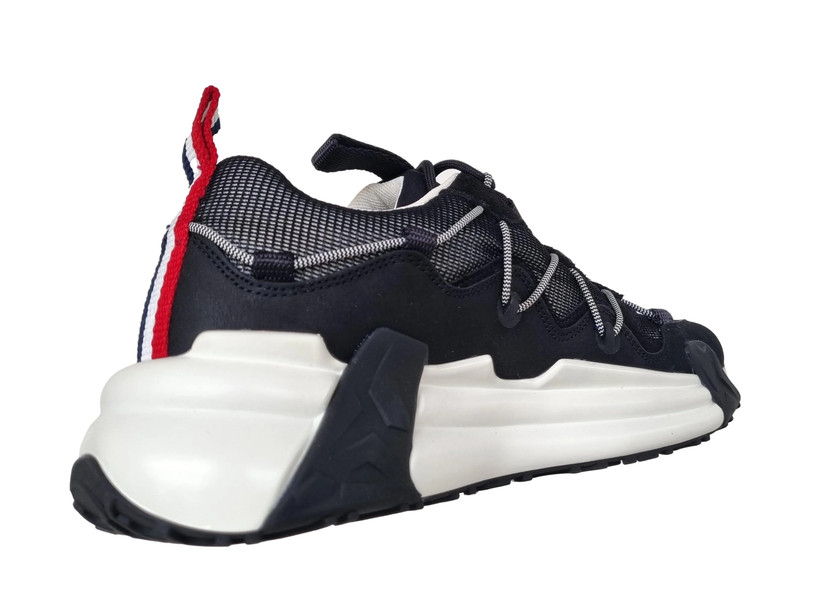 MONCLER ZAPATOS DE HOMBRE EN PIEL Y TEJIDO COMPASSOR NEGROBLANCO M1763