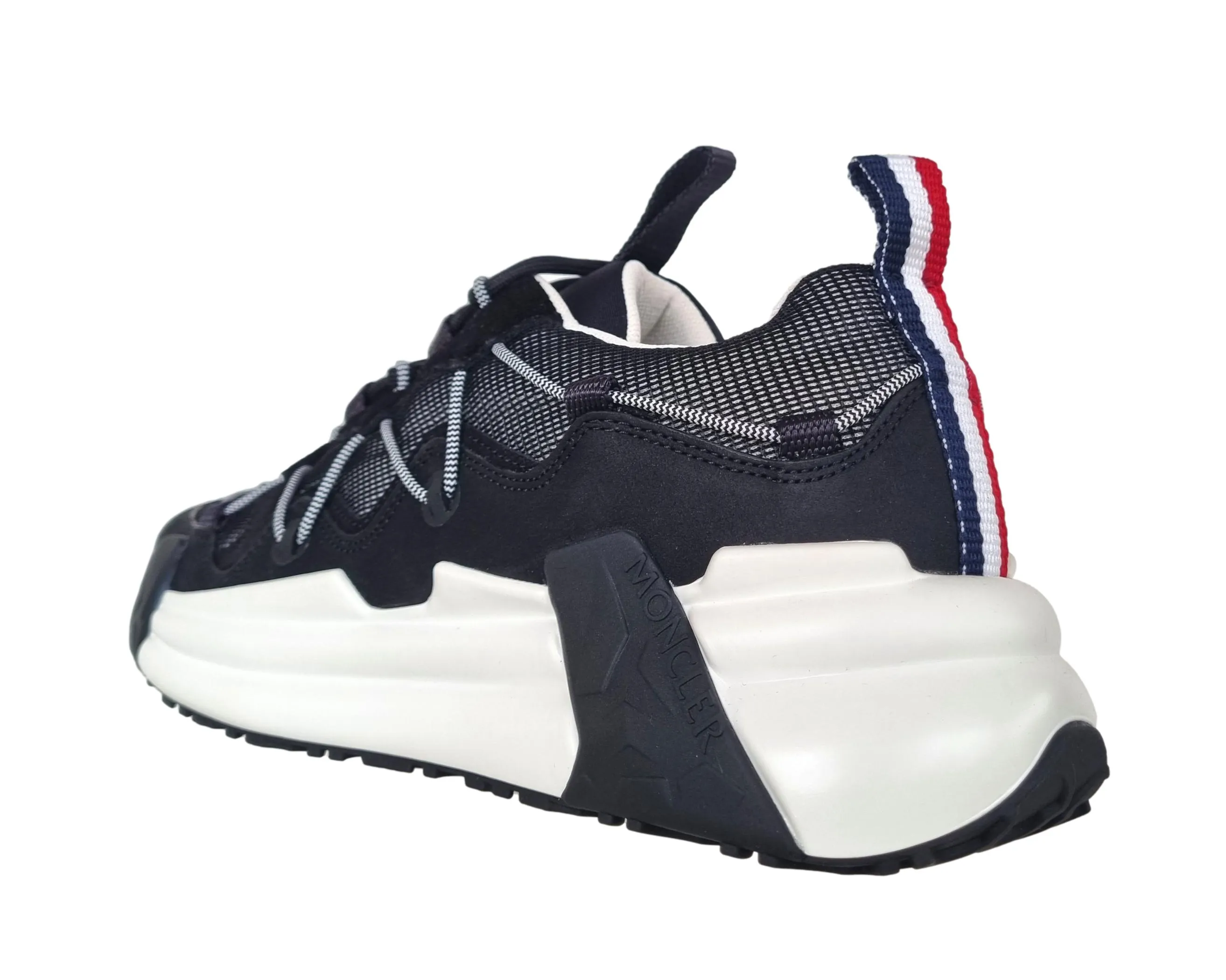 MONCLER ZAPATOS DE HOMBRE EN PIEL Y TEJIDO COMPASSOR NEGROBLANCO M1763