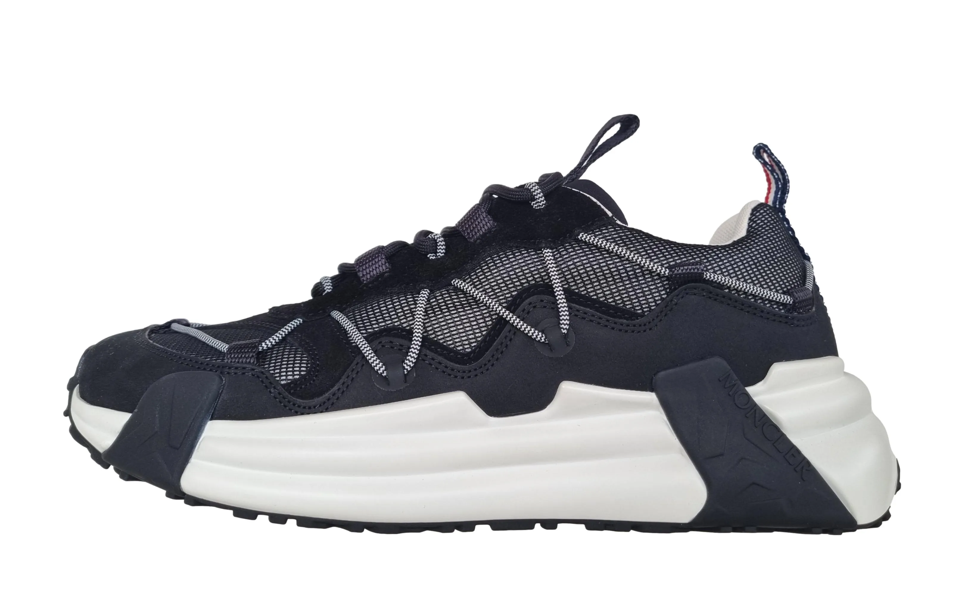 MONCLER ZAPATOS DE HOMBRE EN PIEL Y TEJIDO COMPASSOR NEGROBLANCO M1763