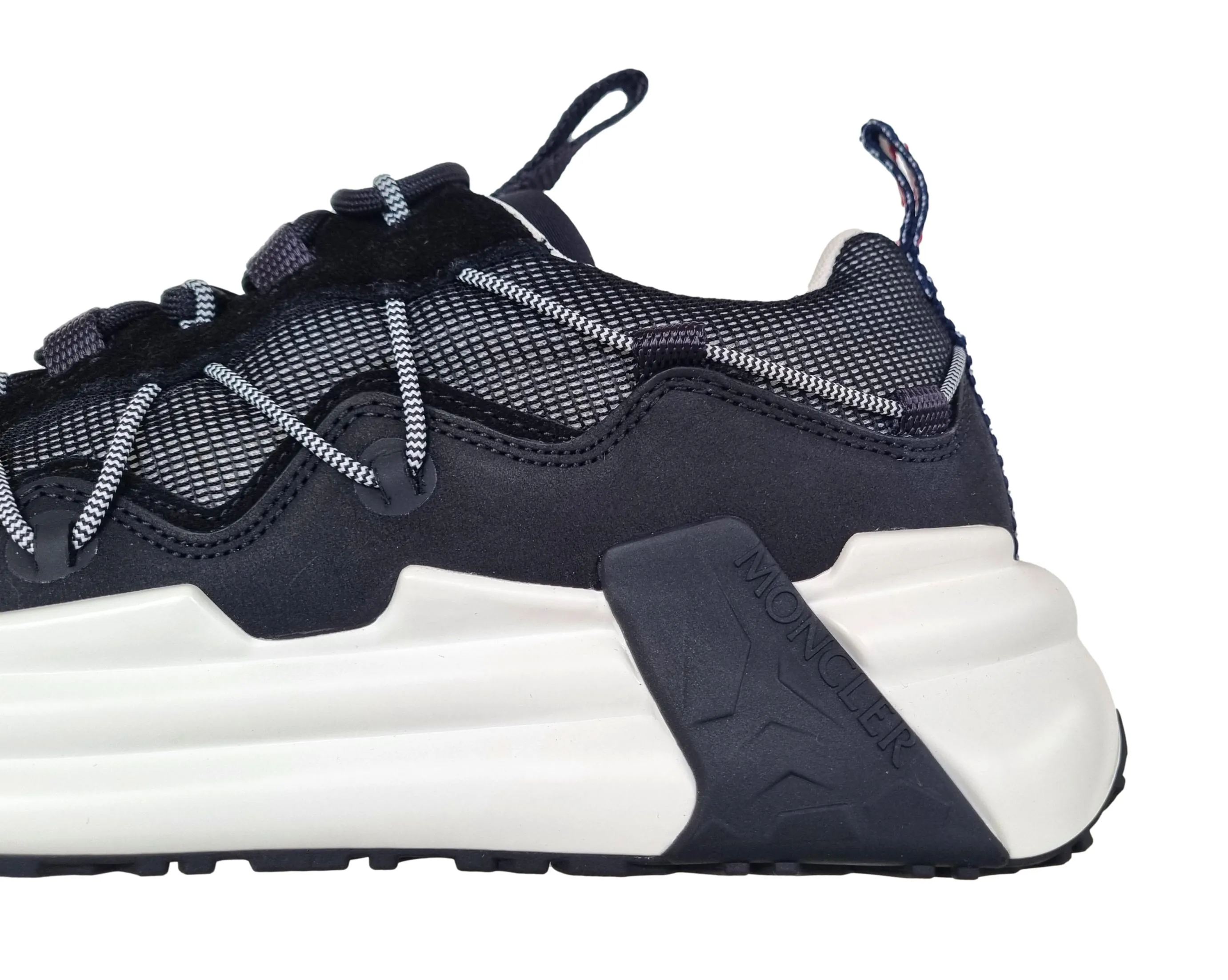 MONCLER ZAPATOS DE HOMBRE EN PIEL Y TEJIDO COMPASSOR NEGROBLANCO M1763