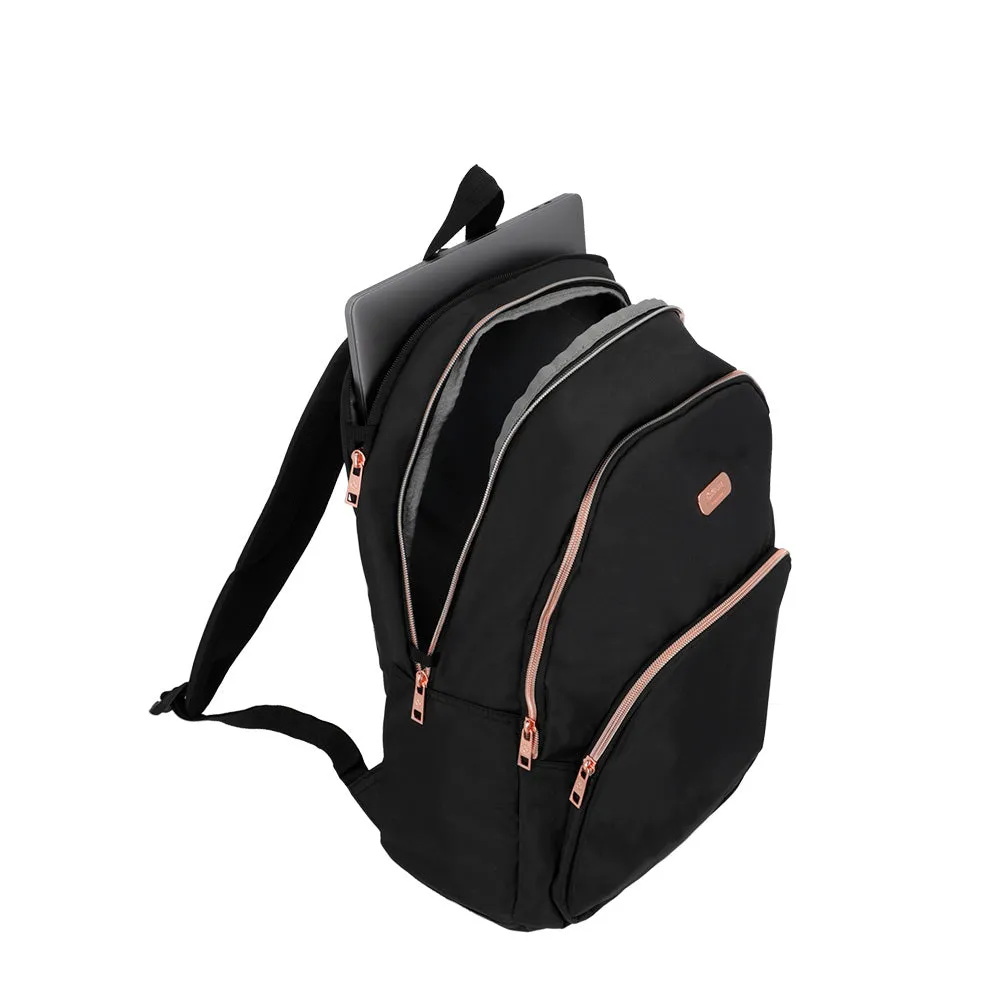 Morral para laptop 15 de mujer Kansas negra/rosada