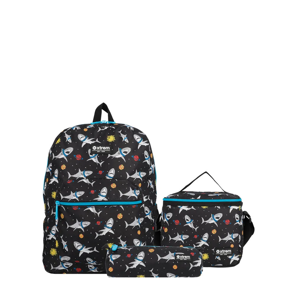 Morral para nios triple pack espacial negro