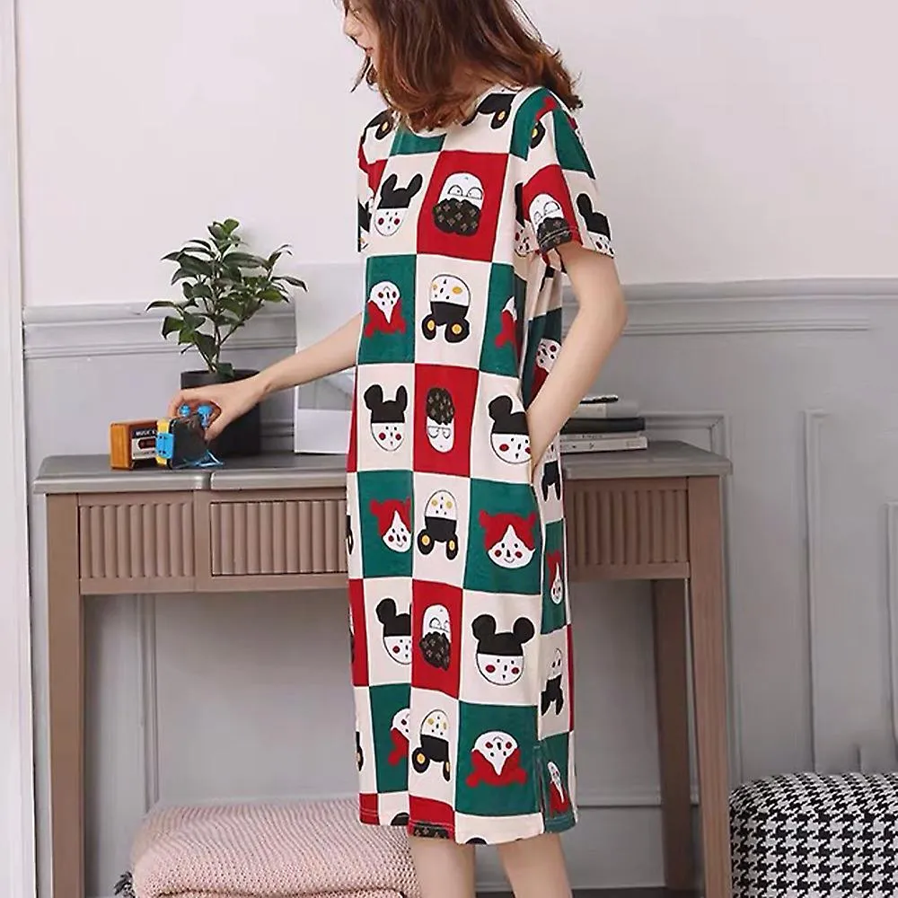 Mujeres Manga Corta Midi T Camisa Vestido Ropa de Noche Ropa de Dormir Cómodo Camissón