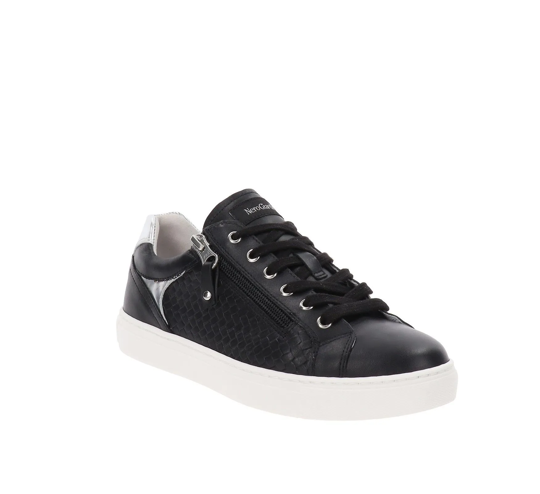 NeroGiardini Zapatillas de cuero para mujer Zapatos con cierre de cordones y cremallera E409922D