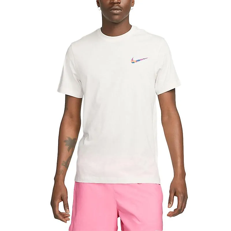 Nike Camisetas Hombre Club Swoosh Hdy Print Manga Corta Verano Blanco Ropa Deportiva