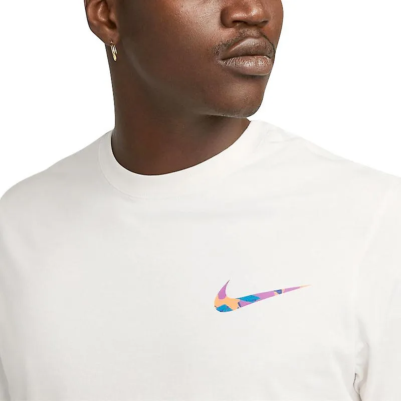 Nike Camisetas Hombre Club Swoosh Hdy Print Manga Corta Verano Blanco Ropa Deportiva
