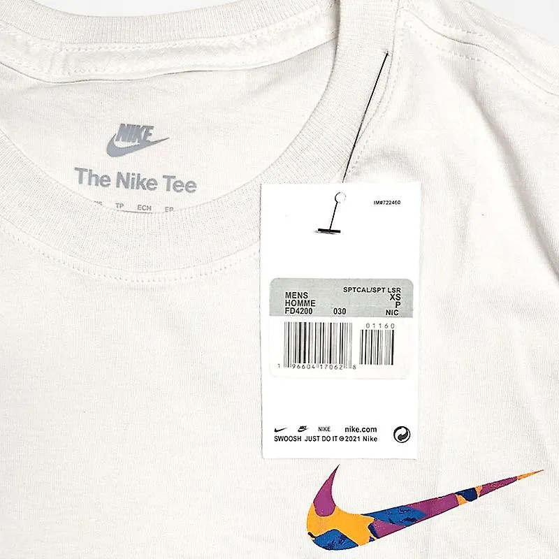 Nike Camisetas Hombre Club Swoosh Hdy Print Manga Corta Verano Blanco Ropa Deportiva