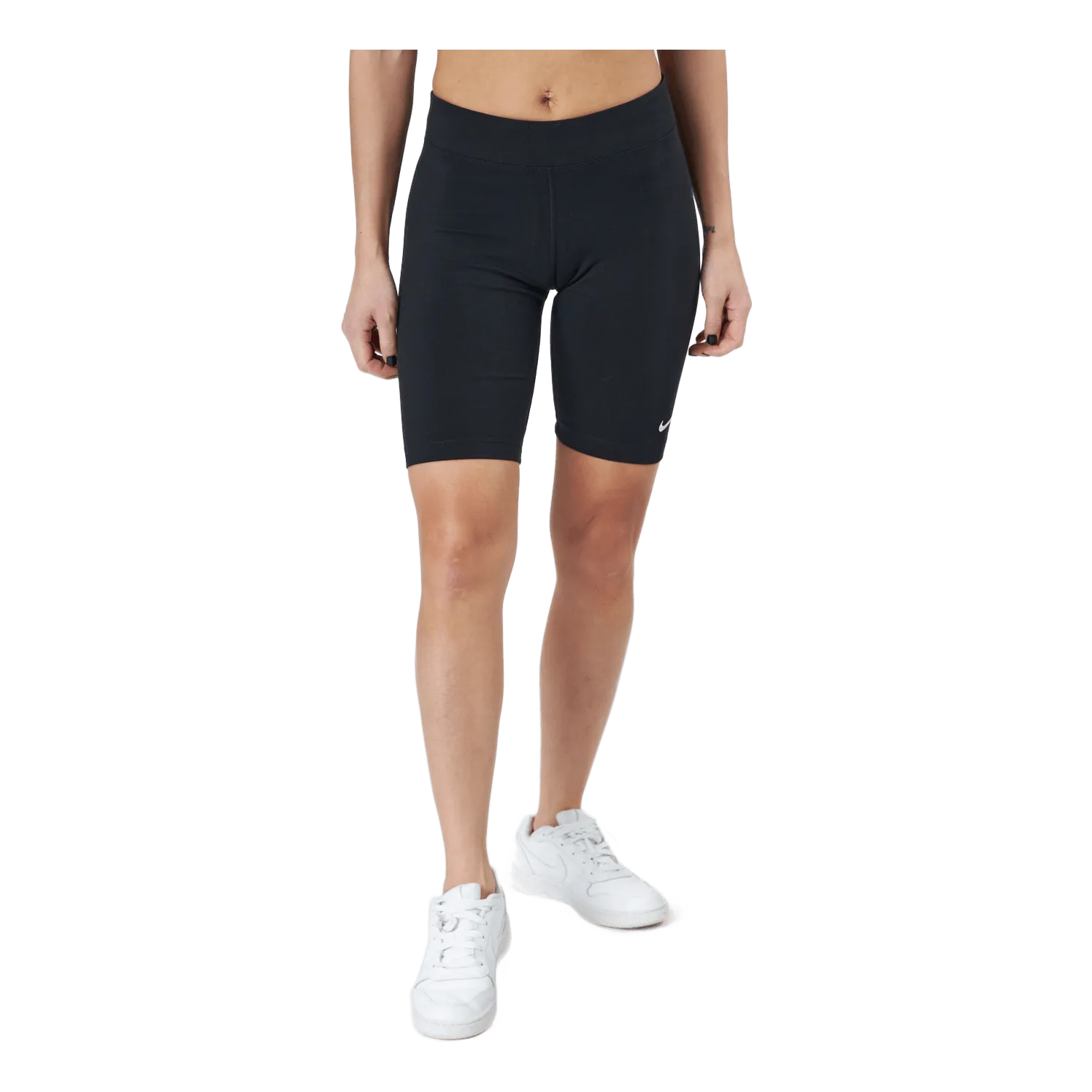 NIKE SPORTSWEAR ESSENTIAL WOMEN'S MIDRISE BIKE SHORTS BLACK/WHITE