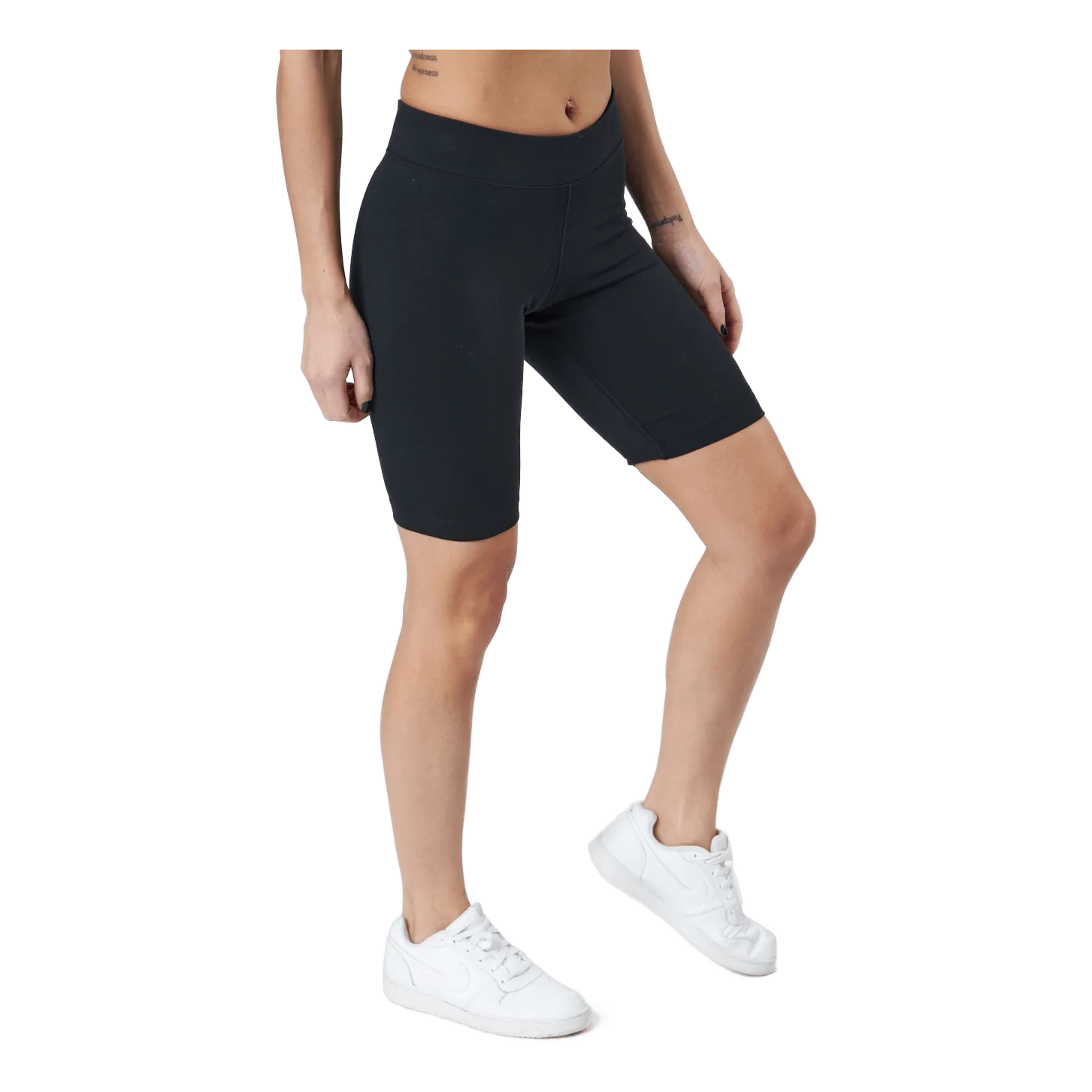 NIKE SPORTSWEAR ESSENTIAL WOMEN'S MIDRISE BIKE SHORTS BLACK/WHITE