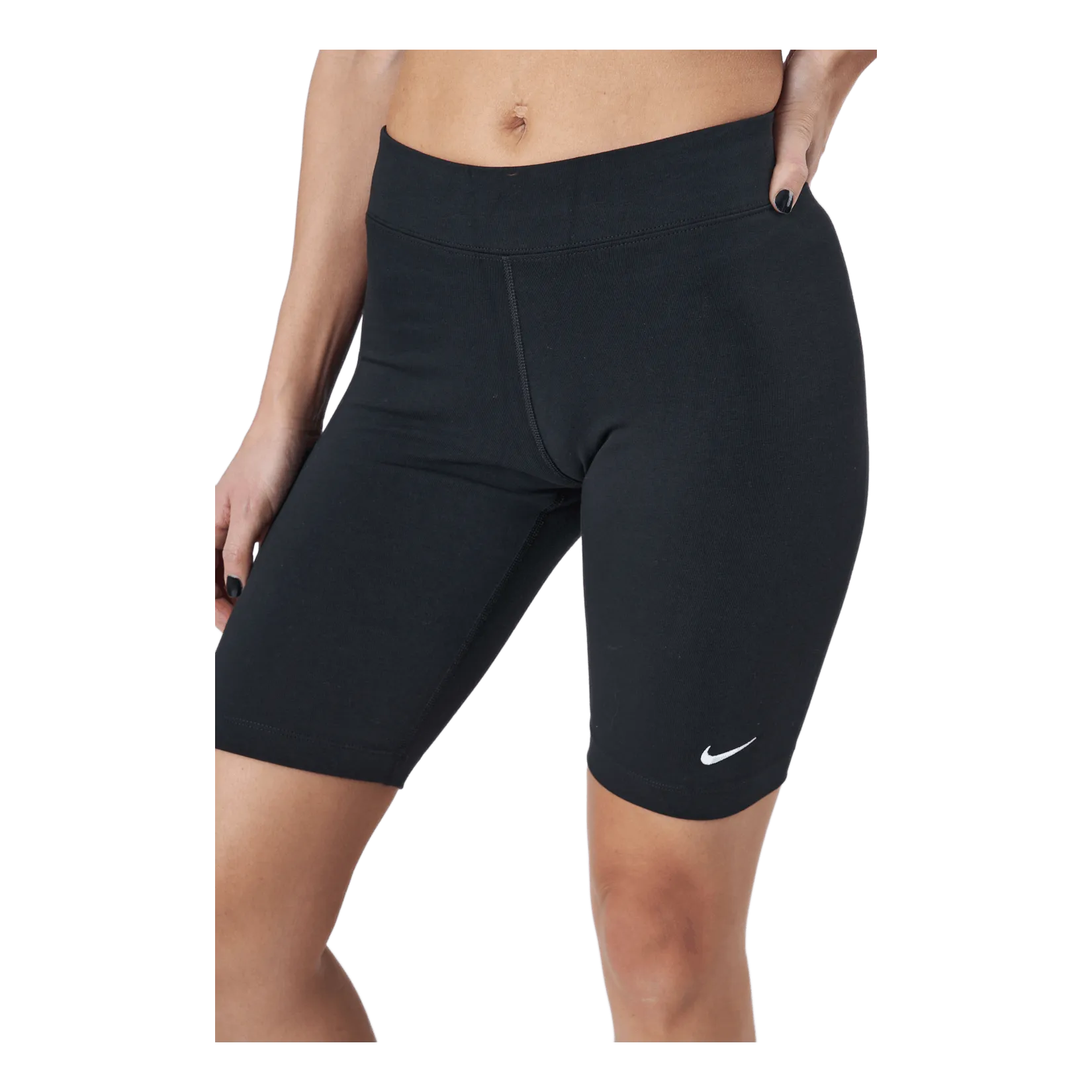 NIKE SPORTSWEAR ESSENTIAL WOMEN'S MIDRISE BIKE SHORTS BLACK/WHITE
