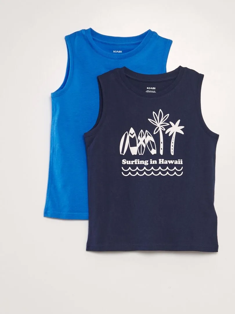 PACK DE 2 CAMISETAS DE TIRANTES  AZUL