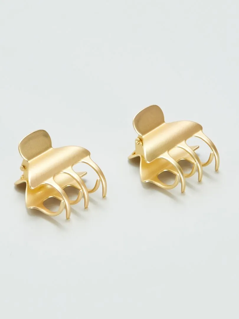 PACK DE 2 PINZAS DORADAS  AMARILLO