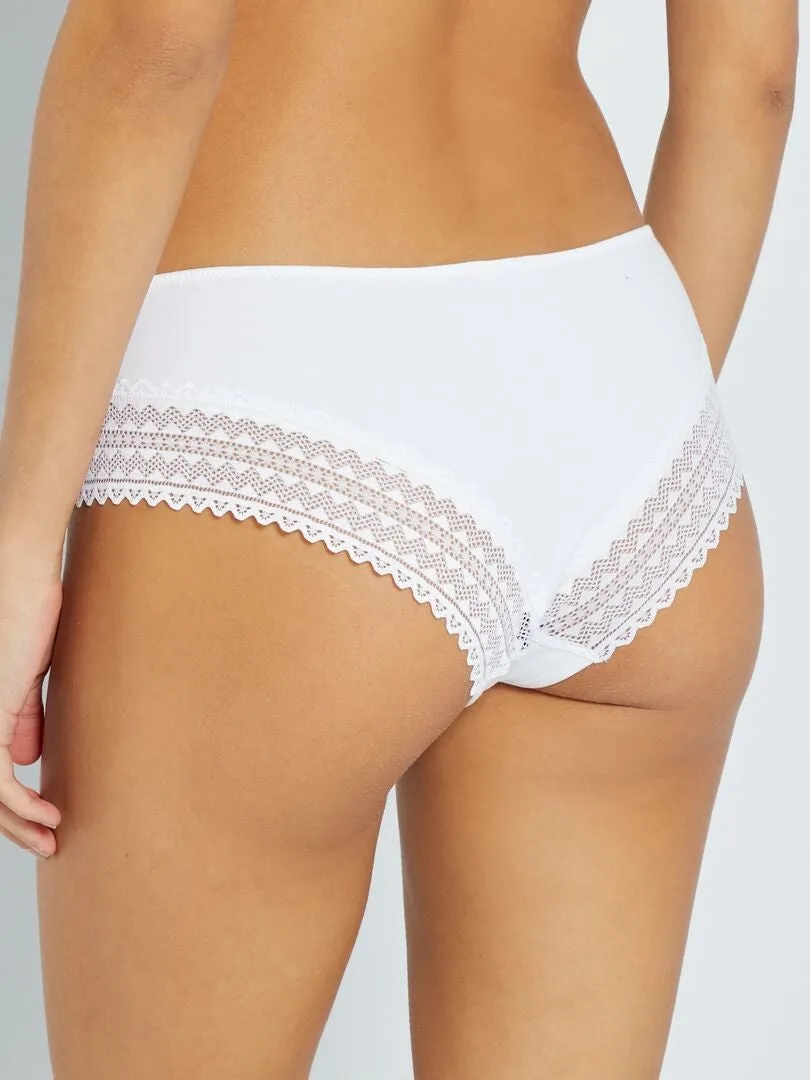 PACK DE 3 CULOTTES DE ALGODóN Y ENCAJE  AZUL