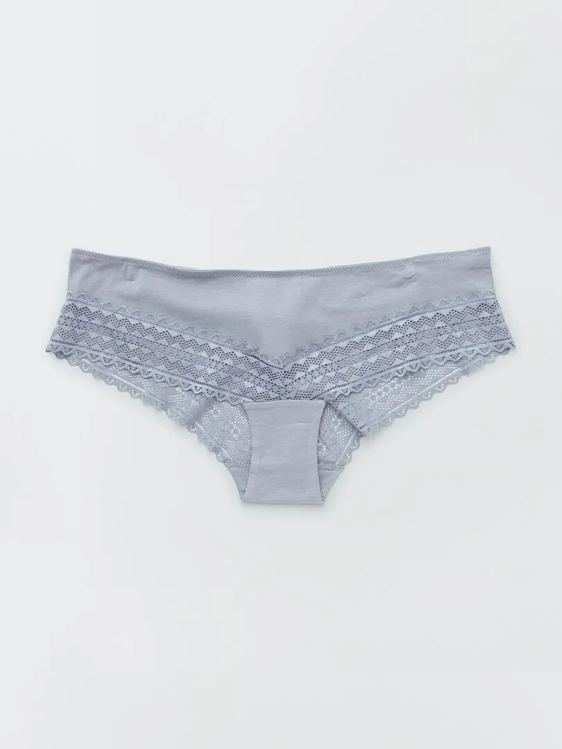 PACK DE 3 CULOTTES DE ALGODóN Y ENCAJE  AZUL