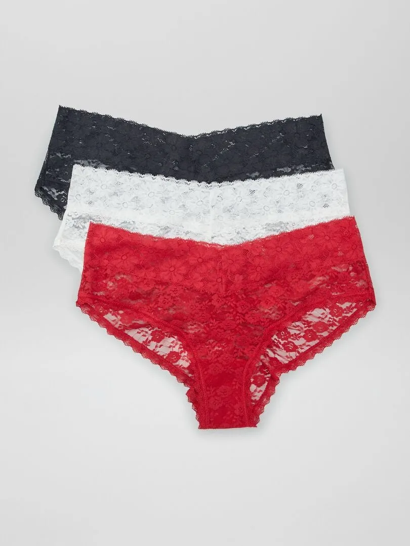 PACK DE 3 CULOTTES DE ENCAJE  ROJO