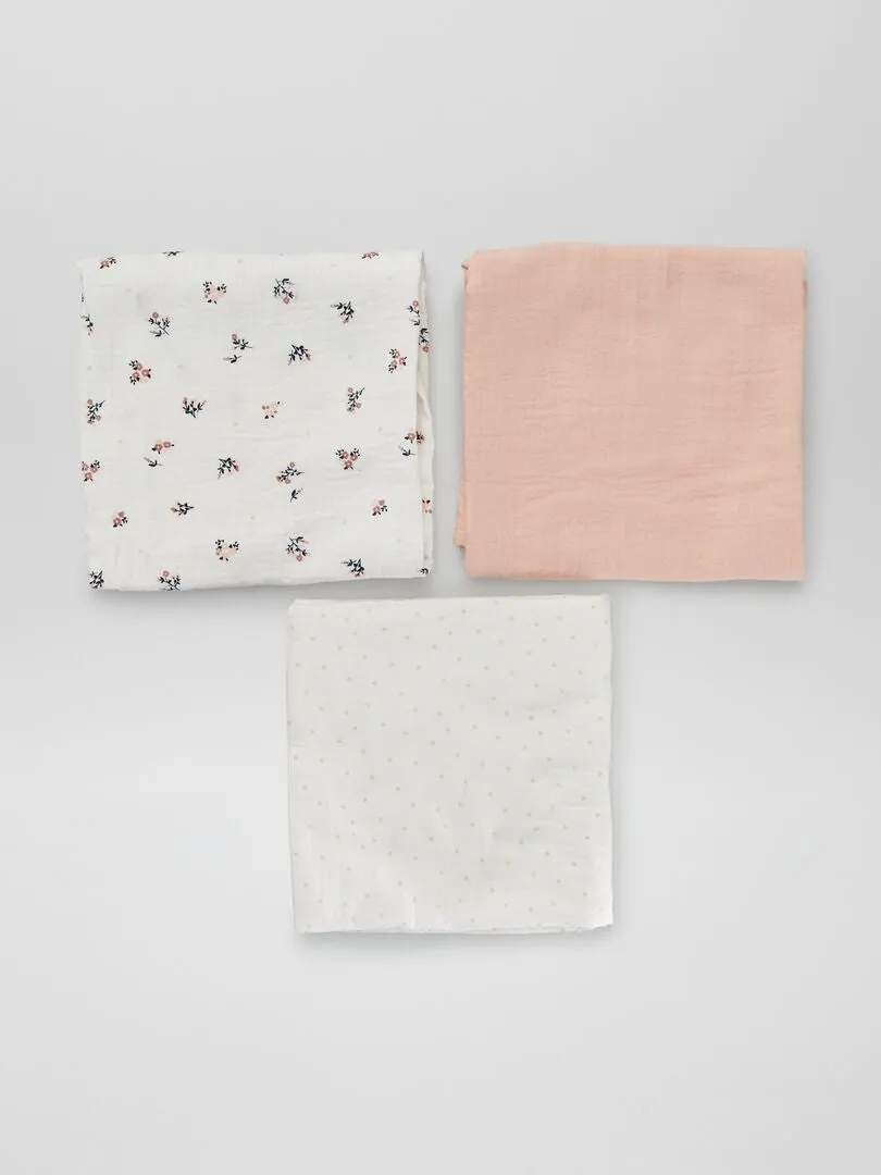 PACK DE 3 MUSELINAS ESTAMPADAS  BLANCO
