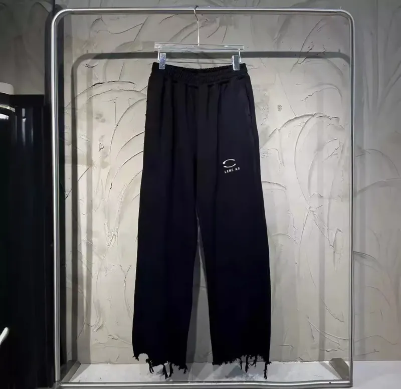 Pantalones de talla grande para hombre, ropa de verano de estilo polar bordado y estampado con cuello redondo y algodón puro cal