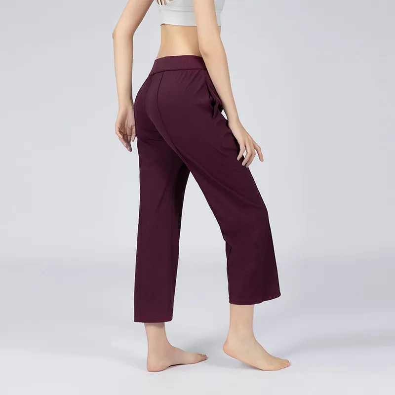 Pantalones de Yoga holgados para mujer, pantalón deportivo de entrenamiento, cintura elástica, pantalón deportivo con bolsillo, 