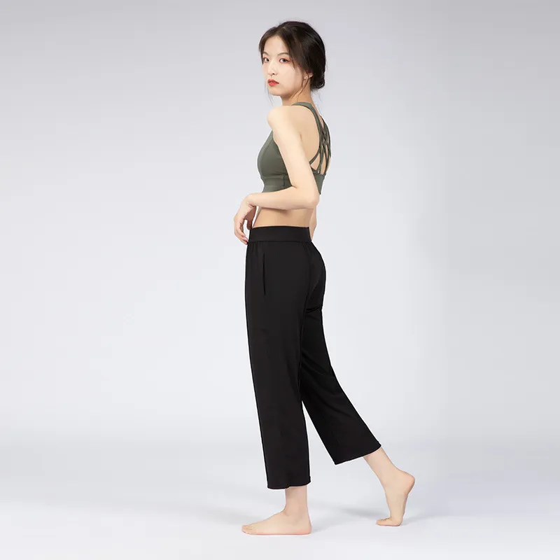 Pantalones de Yoga holgados para mujer, pantalón deportivo de entrenamiento, cintura elástica, pantalón deportivo con bolsillo, 