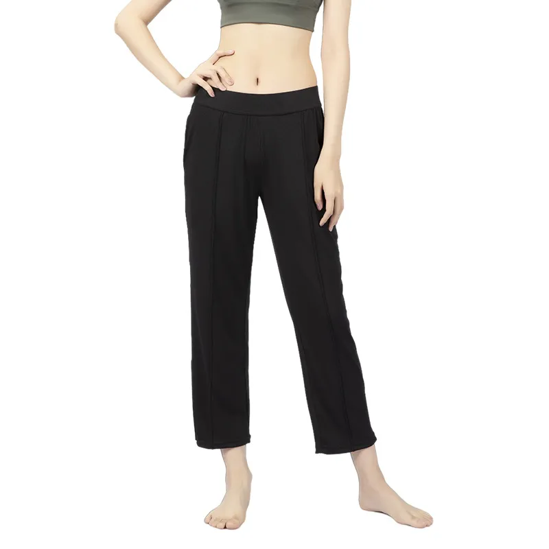 Pantalones de Yoga holgados para mujer, pantalón deportivo de entrenamiento, cintura elástica, pantalón deportivo con bolsillo, 