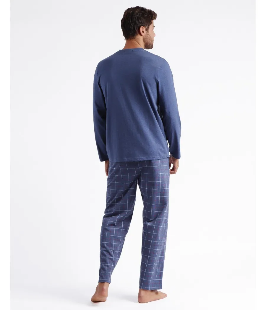 Pijama invierno hombre Lois Norway azul bolsillos algodón
