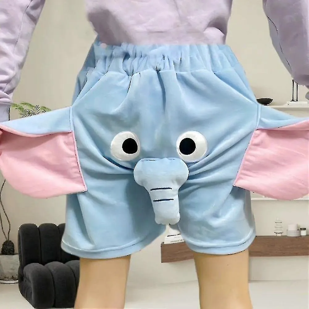 Pijama Pantalones Cortos 3D Orejas Tronco Dibujos Animados Encantador Elefante Suelto Casual Peluche Ropa De Dormir Verano Hombr