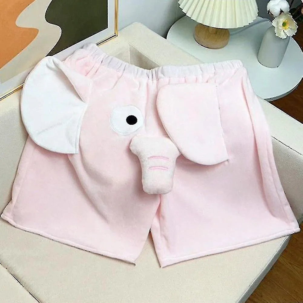 Pijama Pantalones Cortos 3D Orejas Tronco Dibujos Animados Encantador Elefante Suelto Casual Peluche Ropa De Dormir Verano Hombr