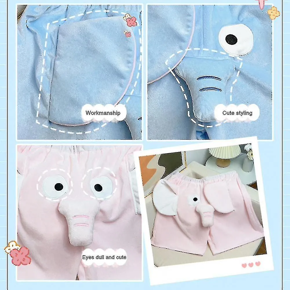 Pijama Pantalones Cortos 3D Orejas Tronco Dibujos Animados Encantador Elefante Suelto Casual Peluche Ropa De Dormir Verano Hombr