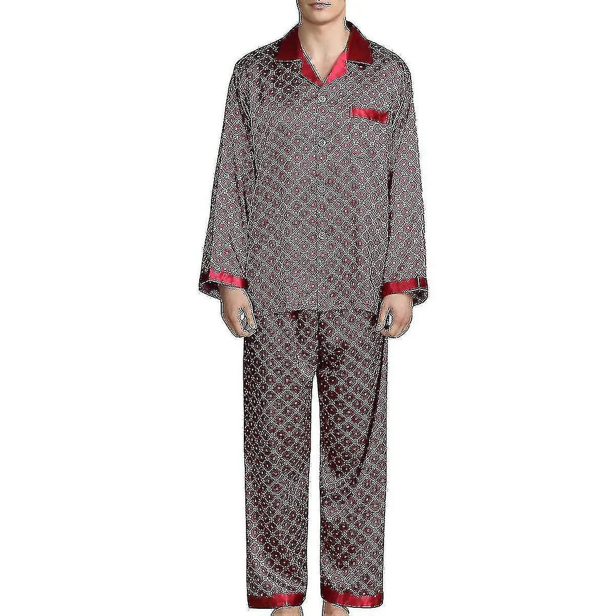 Pijama sedoso para hombre Set de ropa de dormir de manga larga